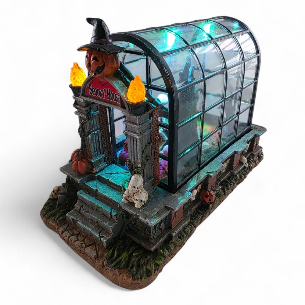 Pumpkin Hollow Spooky Greenhouse LED Color Changing Musical Halloween Village Bu - Picture 5 of 11